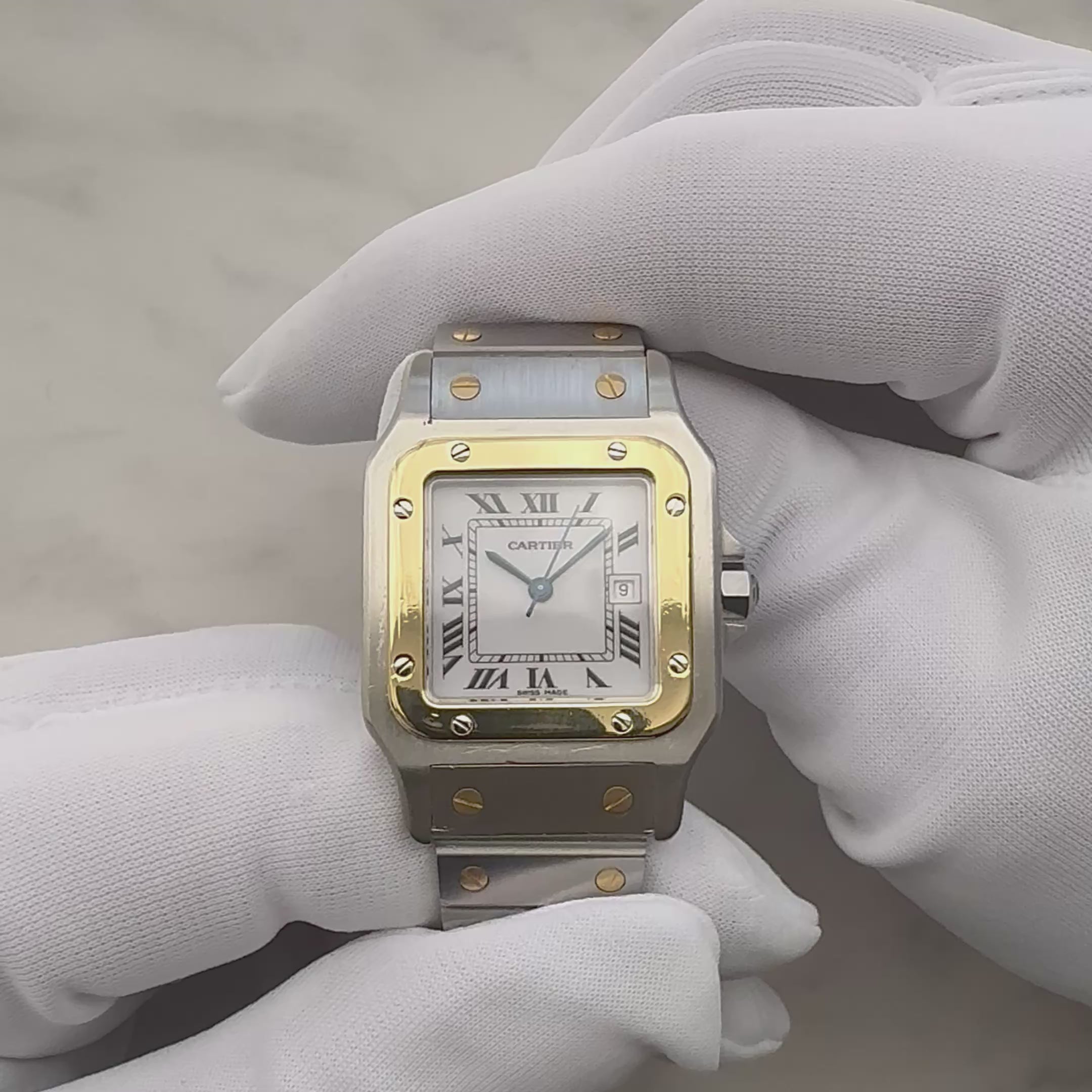 【Cartier】カルティエ サントスカレLM 18KYG×SS カルティエコンプリートサービス済み