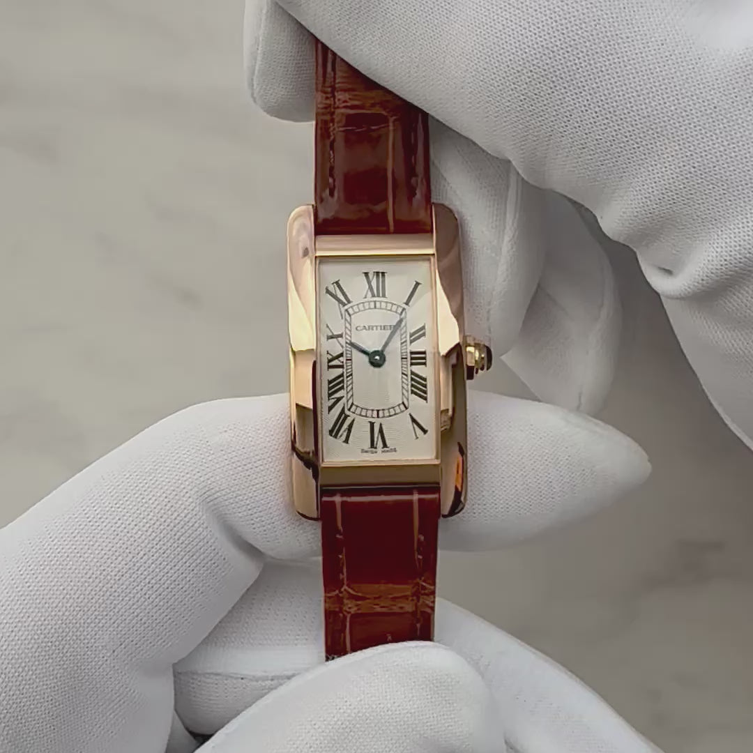 【Cartier】カルティエ タンクアメリカンSM 18KPG 付属品完備 カルティエコンプリートサービス済み