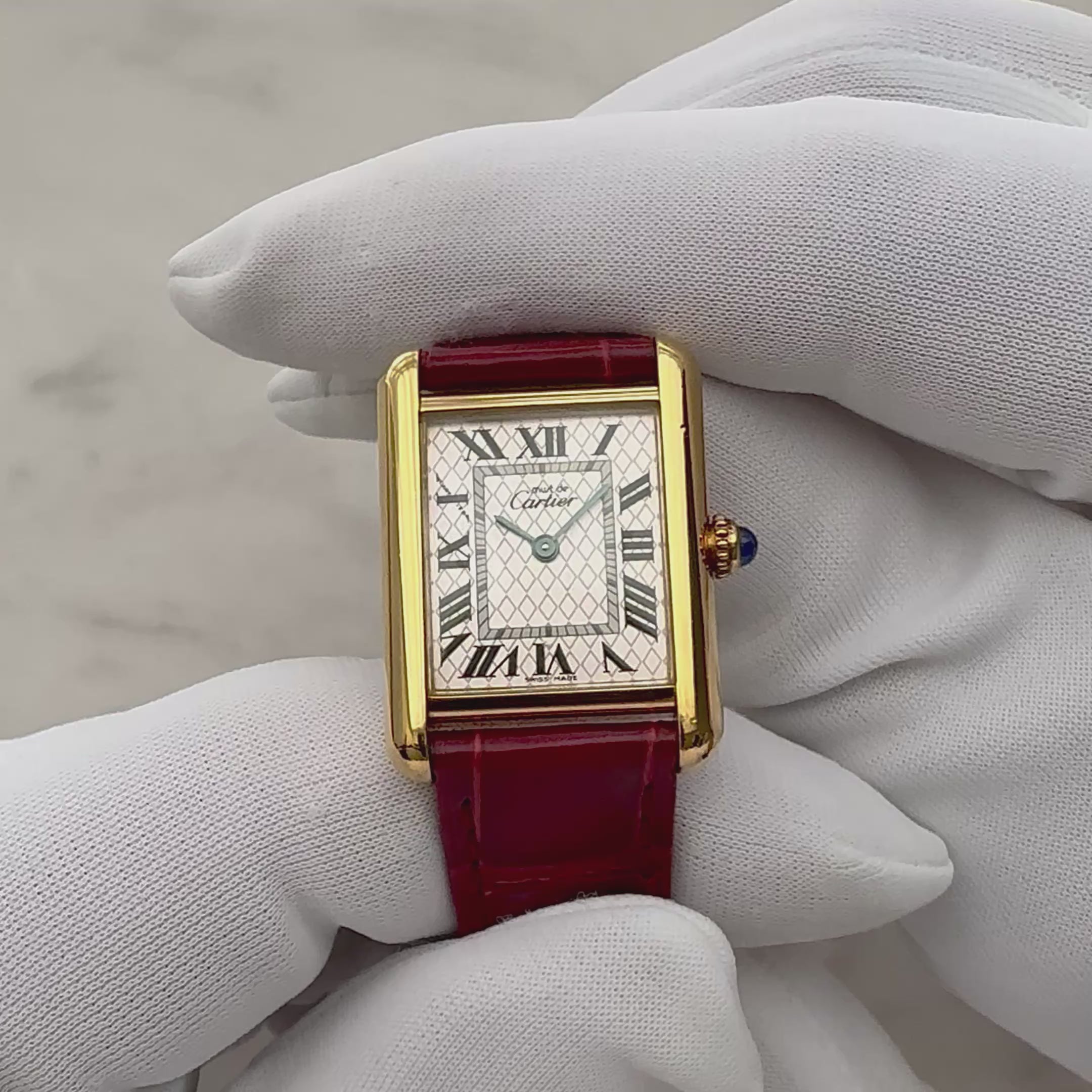 【Cartier】Cartier Must Tank SM, late model, Aquarino, 2004 Christmas Limited Edition, New old stock, Complete with accessories