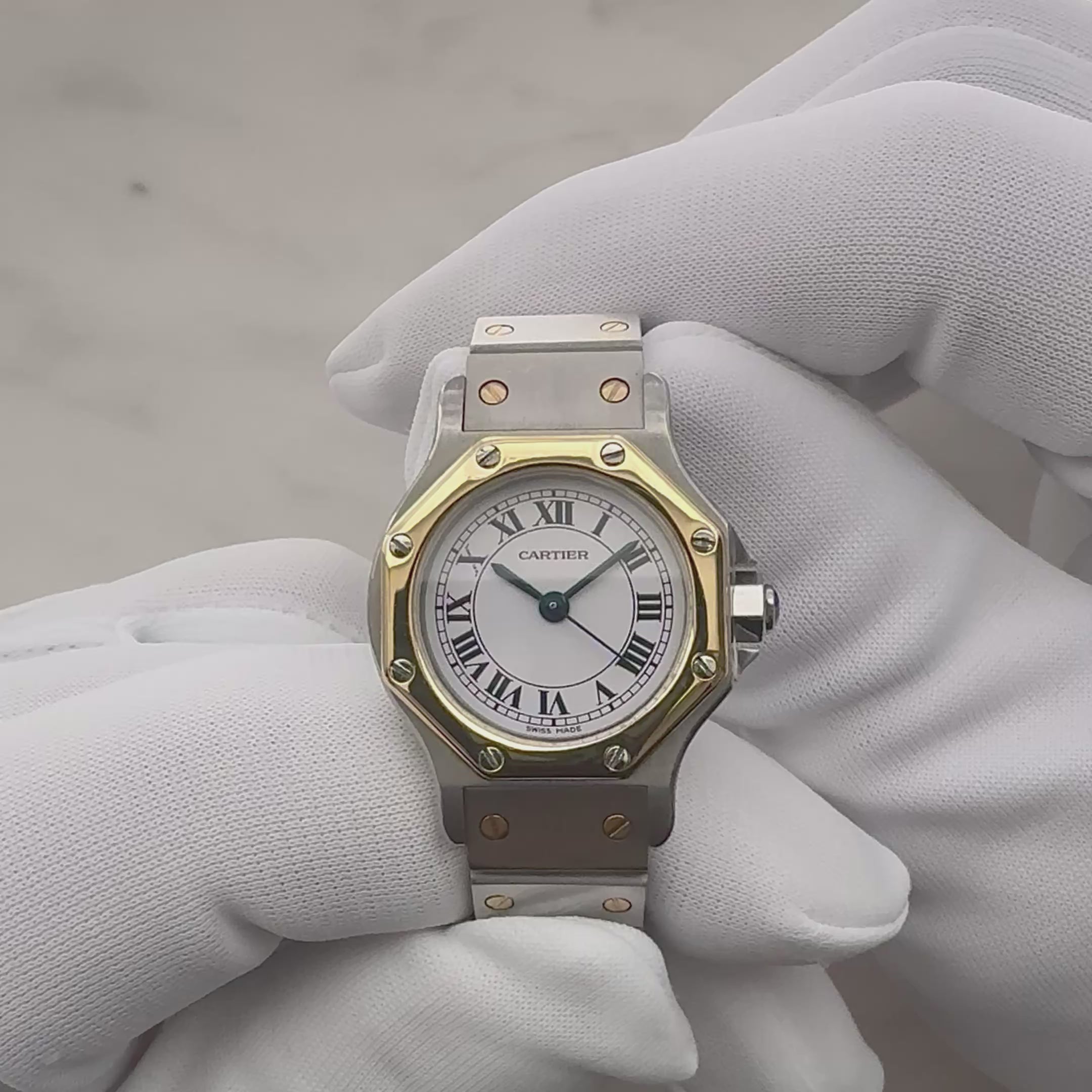 【Cartier】カルティエ サントスオクタゴンSM 18KYG×SS 「SWISS MADE」表記