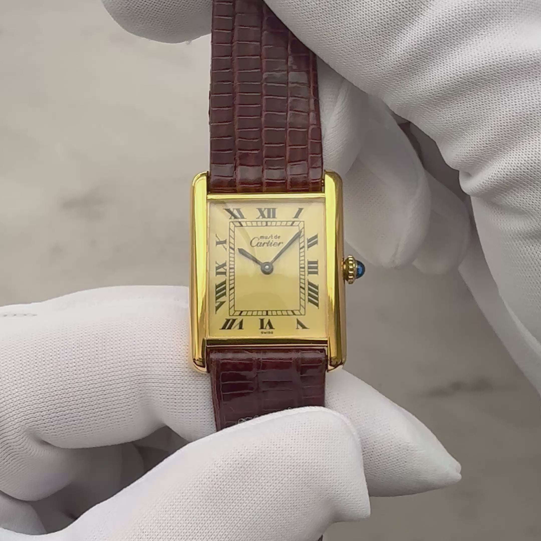 【Cartier】カルティエ マストタンクLM アイボリーローマ 手巻き 純正尾錠付き