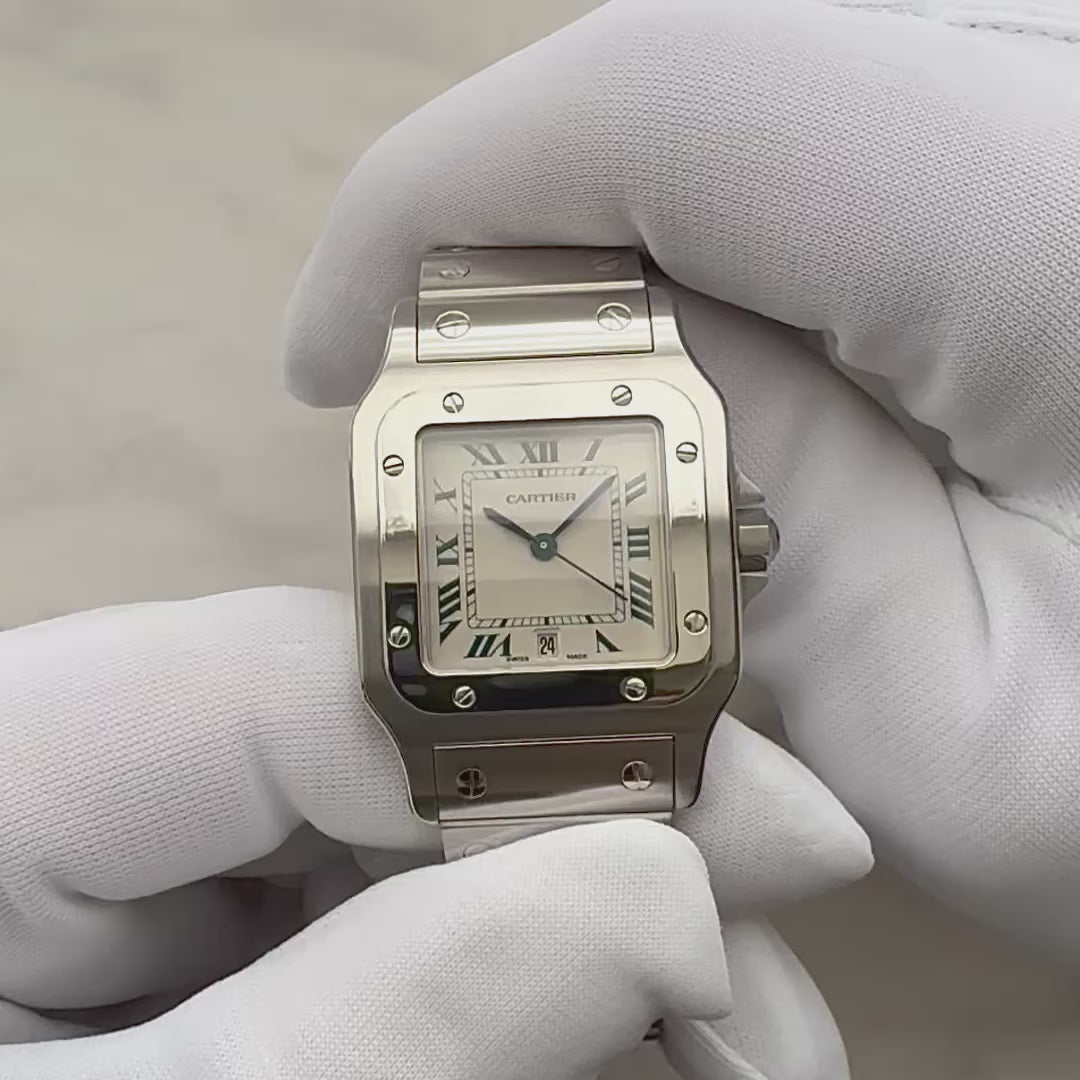 【Cartier】カルティエ サントスガルベLM ブルーローマ カルティエコンプリートサービス済み