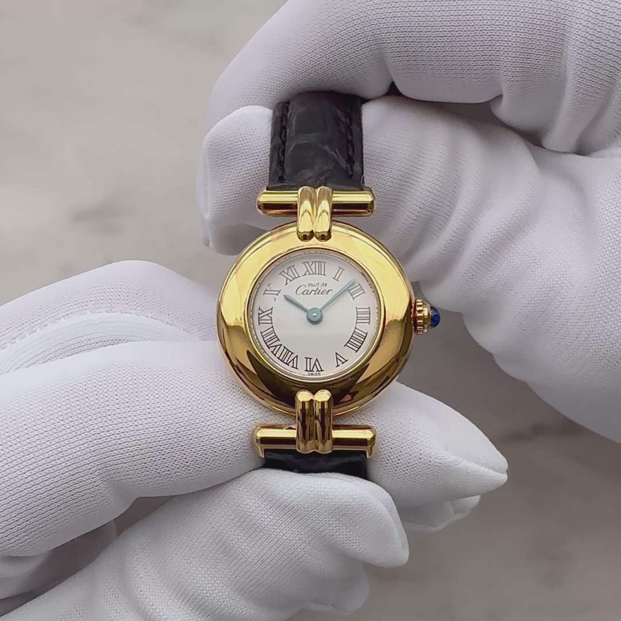 【Cartier】カルティエ マストコリゼ GP ホワイトローマ 純正Dバックル付き