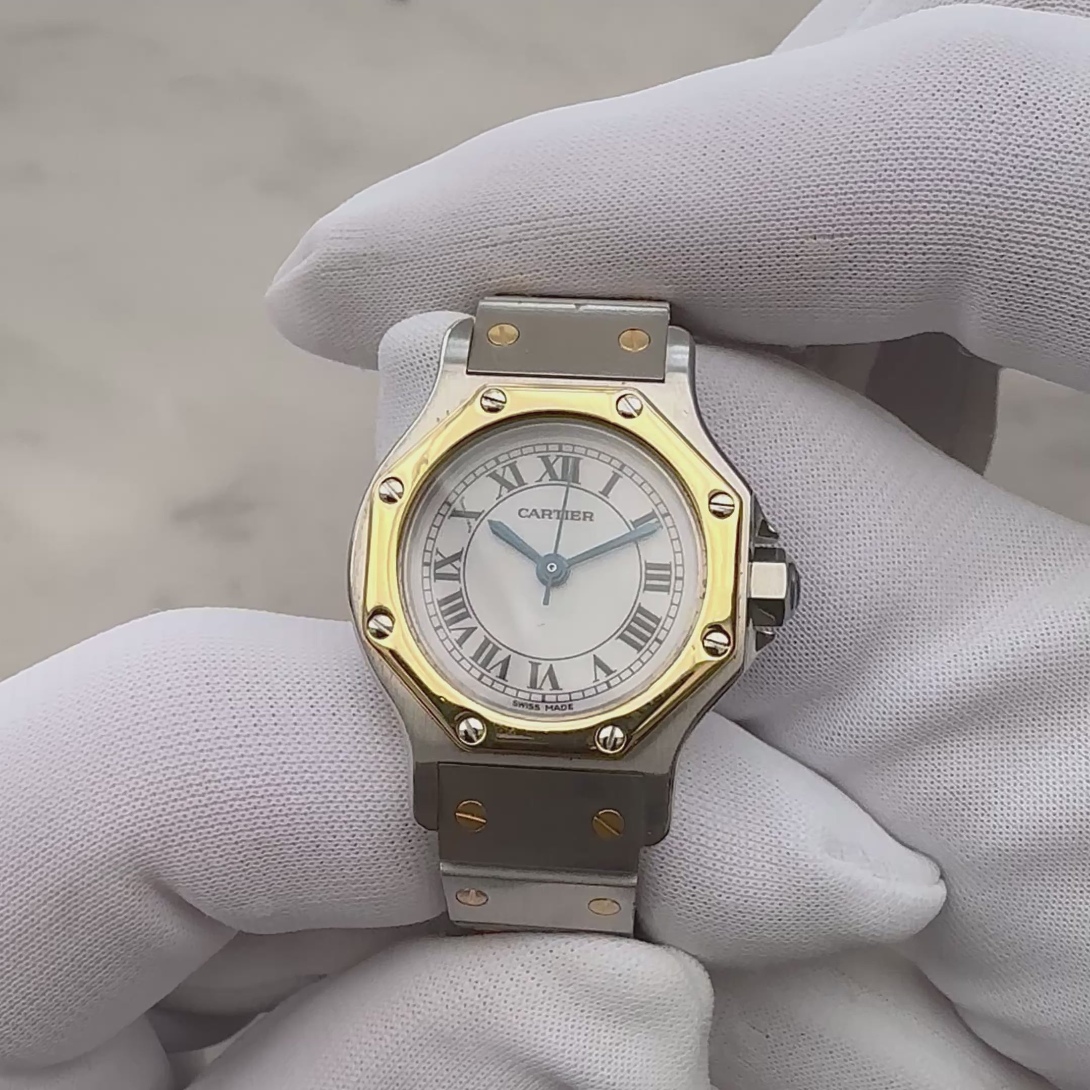 【Cartier】カルティエ サントスオクタゴンSM 18KYG×SS 永久保証書付き