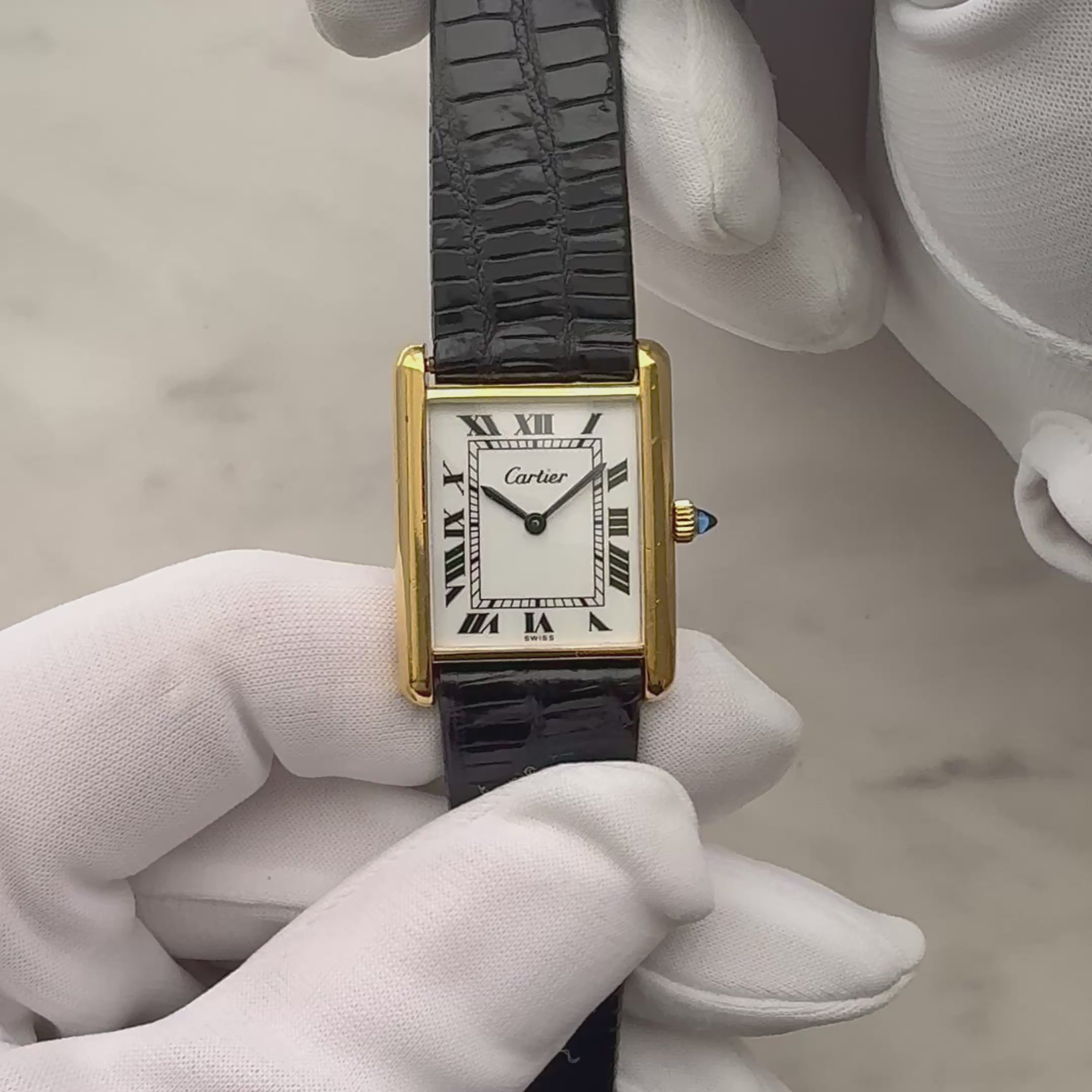 【Cartier】カルティエ マストタンクLM ホワイトローマ 手巻き Pre-must de Tank 欧州仕様 純正ボックス付き