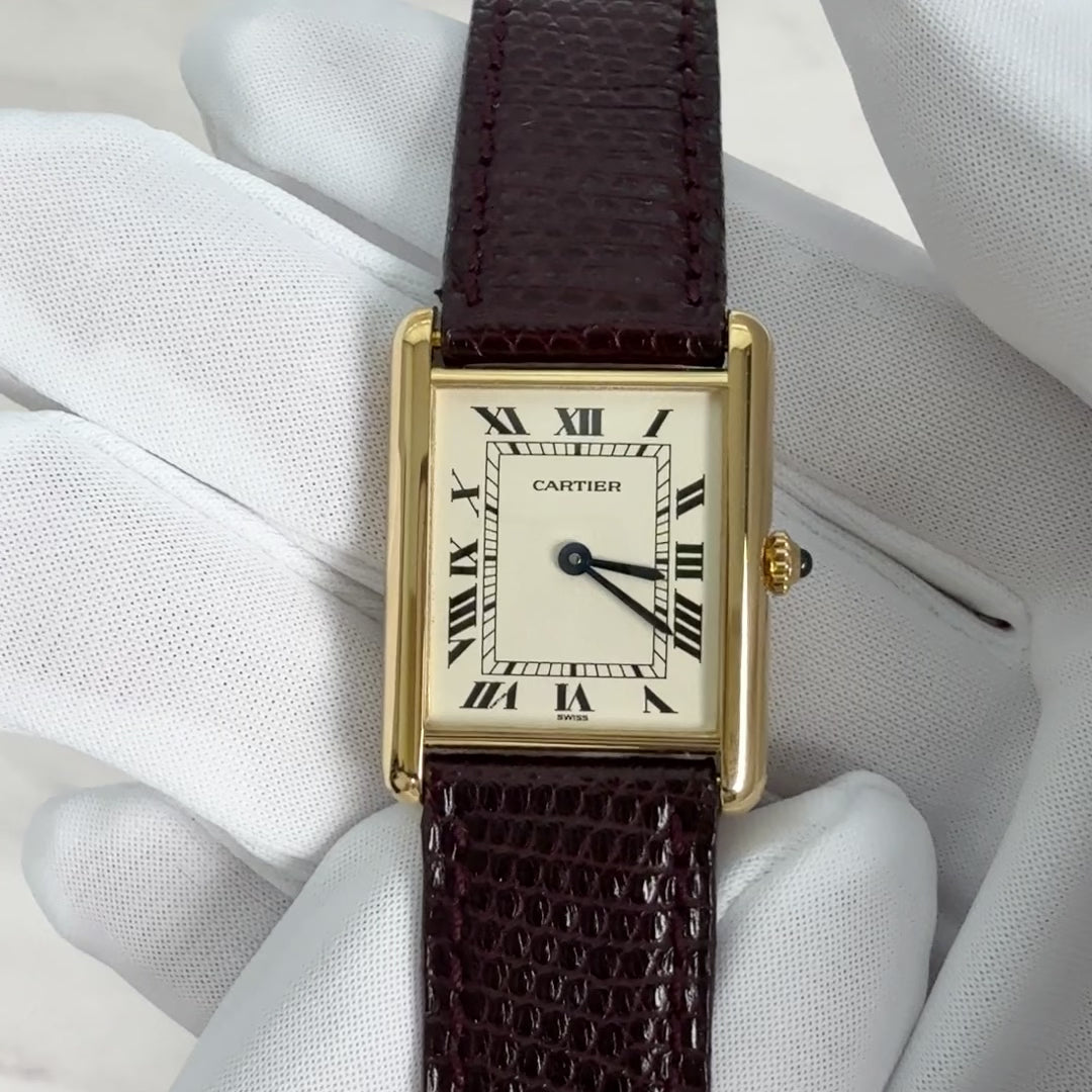 【Cartier】カルティエ タンクルイカルティエLM 18KYGクォーツ 純正18KYG製尾錠付き