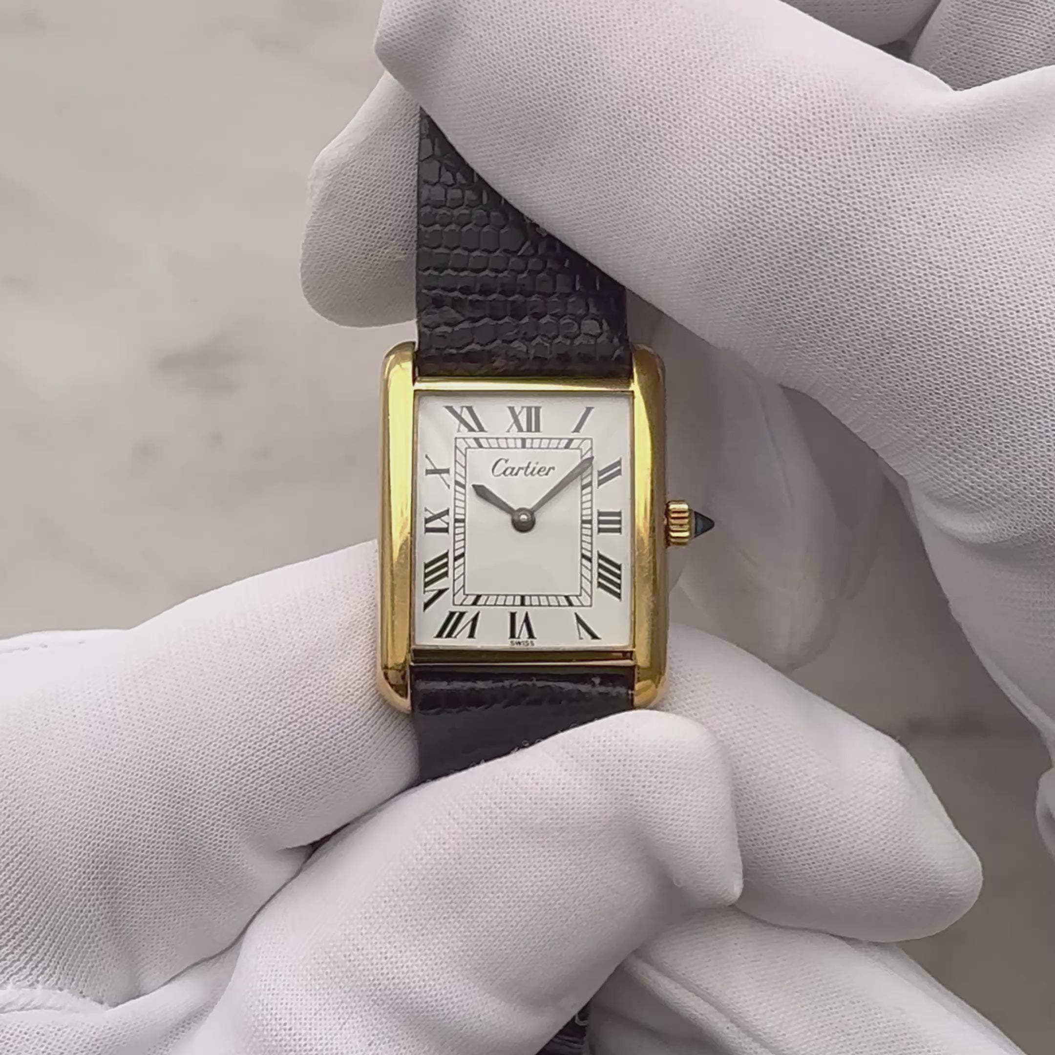 【Cartier】カルティエ マストタンクLM ホワイトローマ 手巻き Pre-must de TANK 北米仕様 カルティエ修理見積書付き