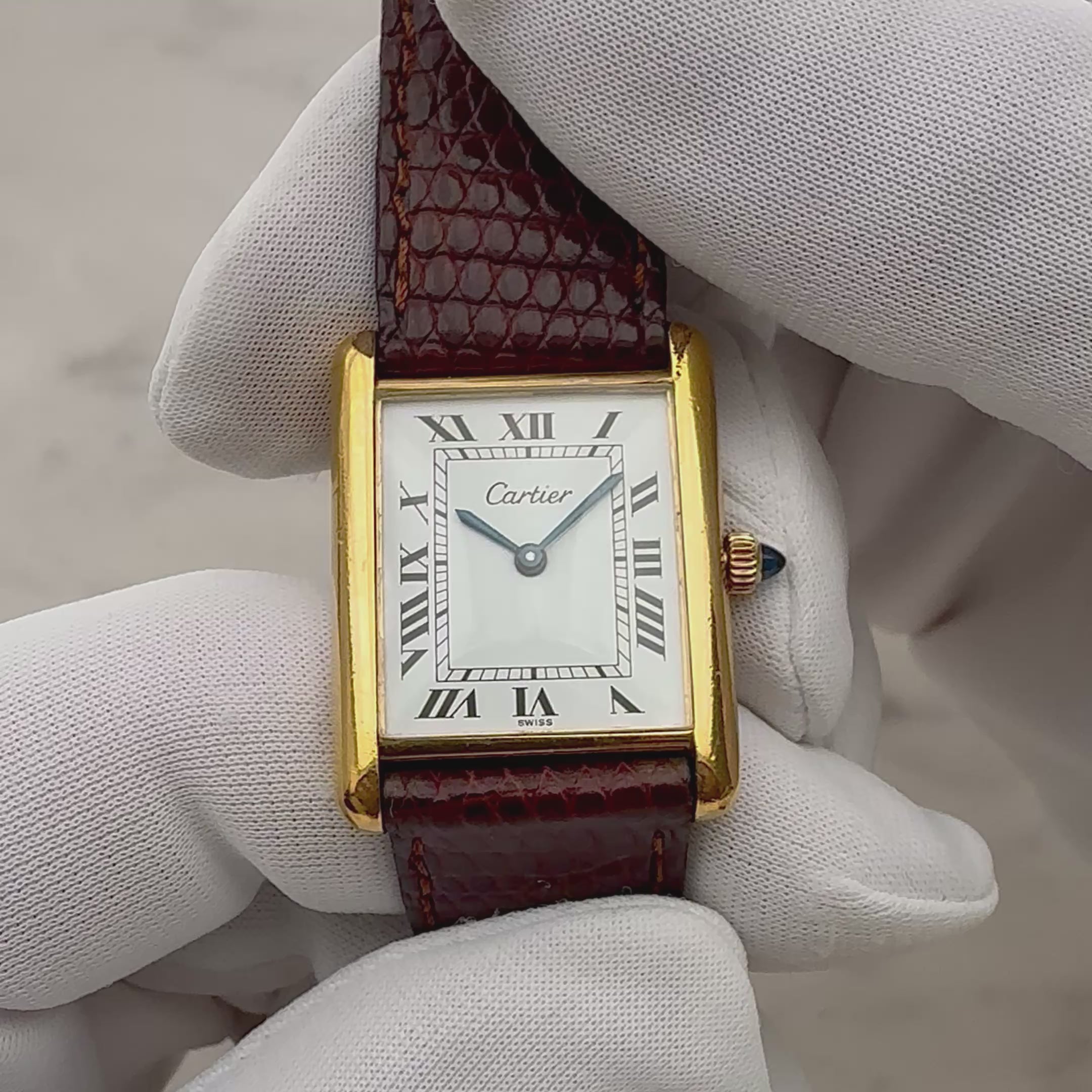 【Cartier】カルティエ プレマストタンクLM 手巻き 欧州仕様 純正クラシックバックル付き
