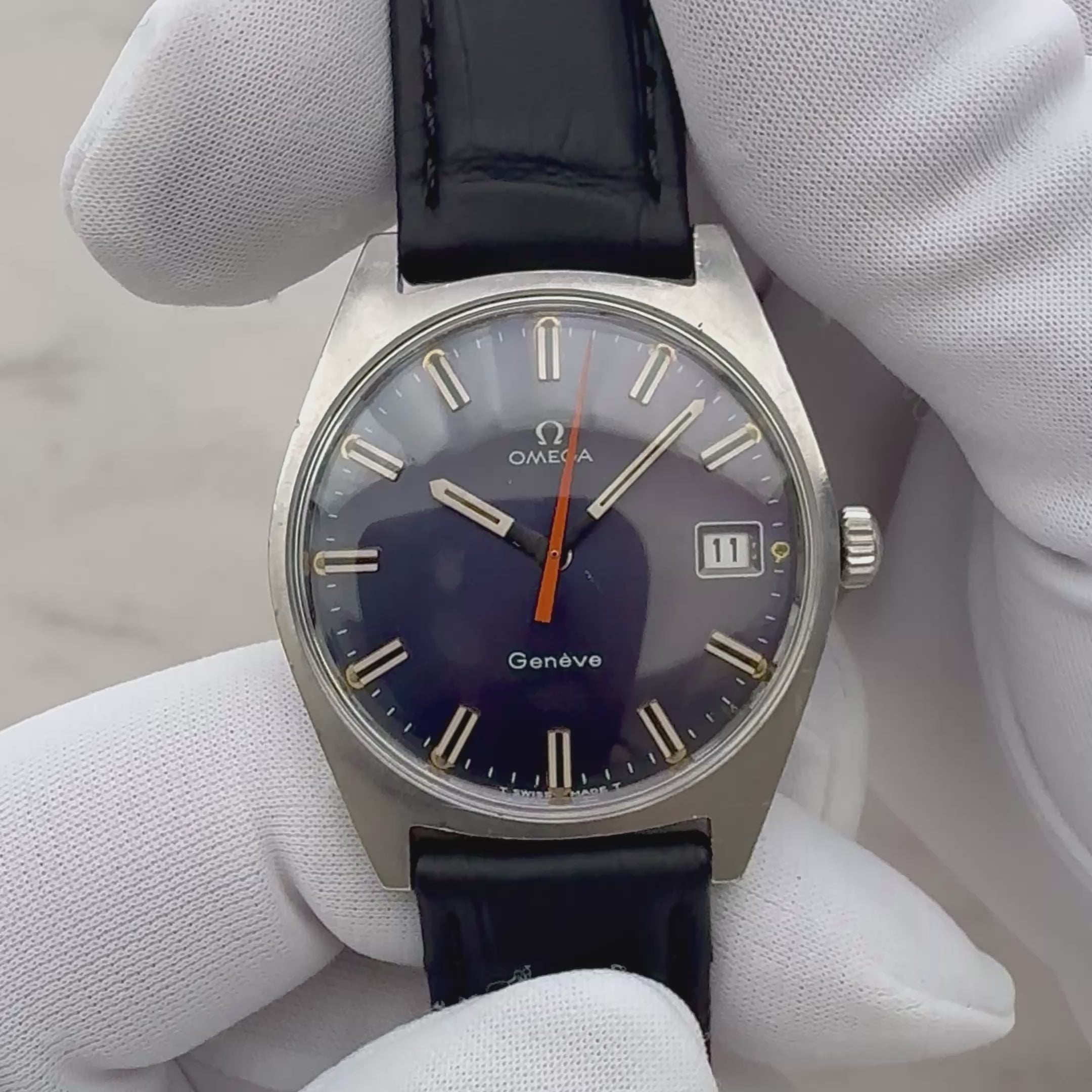 【OMEGA】オメガ ジュネーヴデイト SS Navy dial 純正尾錠付き