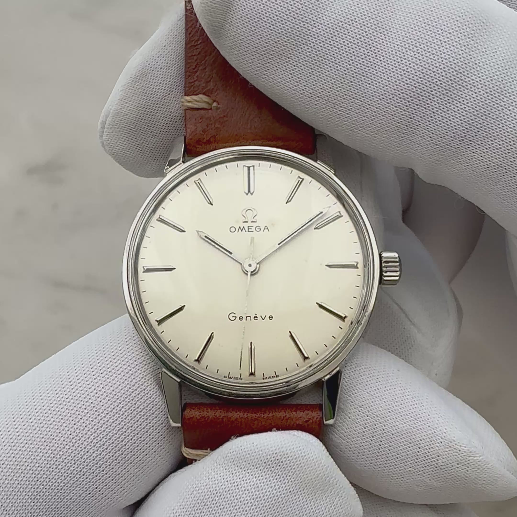 【OMEGA】オメガ ジュネーヴ SS ラウンド Cal.601 Silver 純正尾錠付き