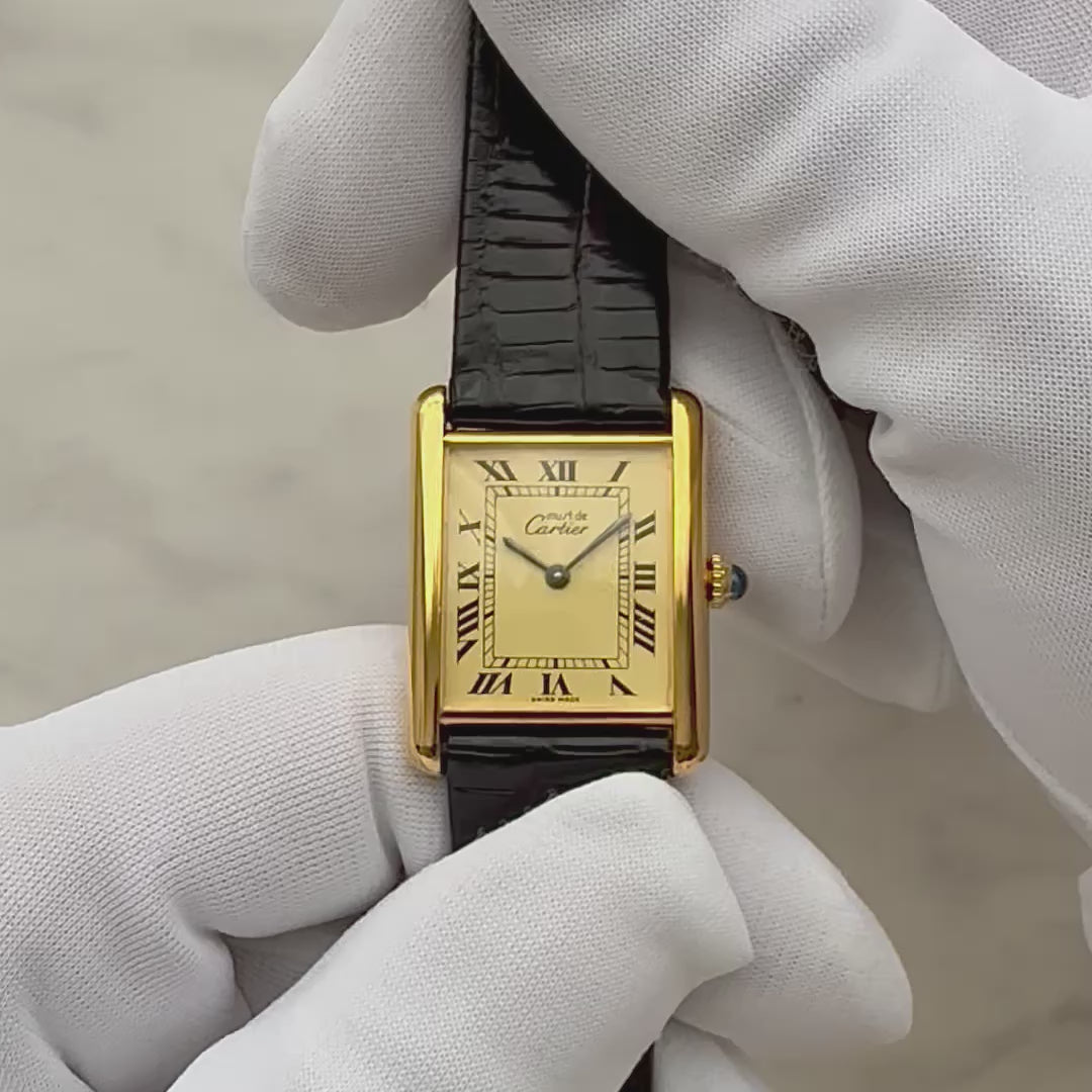 【Cartier】Cartier Must Tank LM Ivory Roman Dial Hand-Wound SWISS MADE Engraved, Full Set