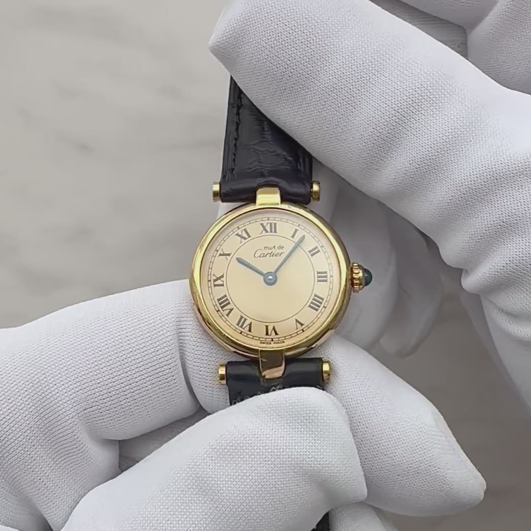 【Cartier】カルティエ マストヴァンドームSM アイボリーローマ SWISS MADE 表記 純正尾錠付き