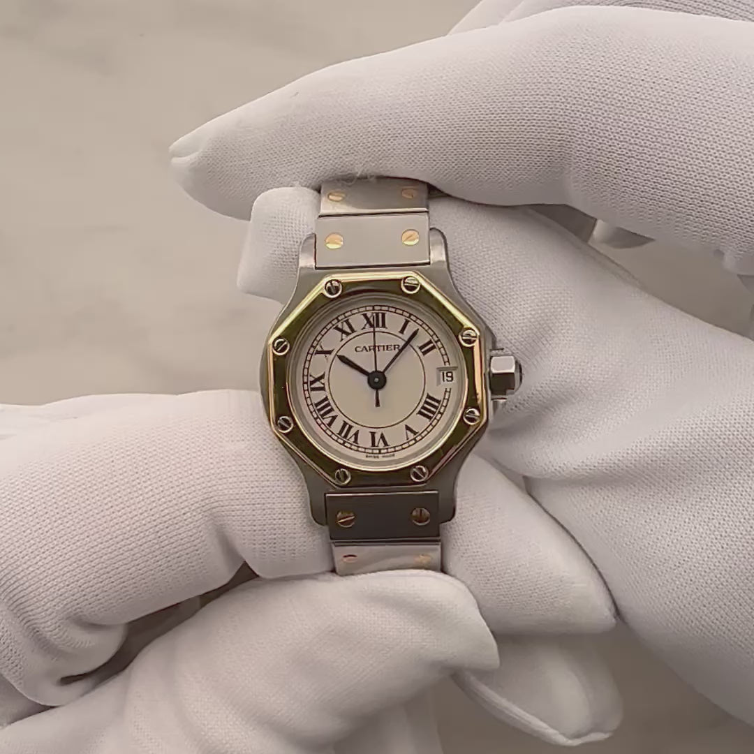 【Cartier】カルティエ サントスオクタゴンSM 18KYG×SS クォーツモデル カルティエコンプリートサービス済み