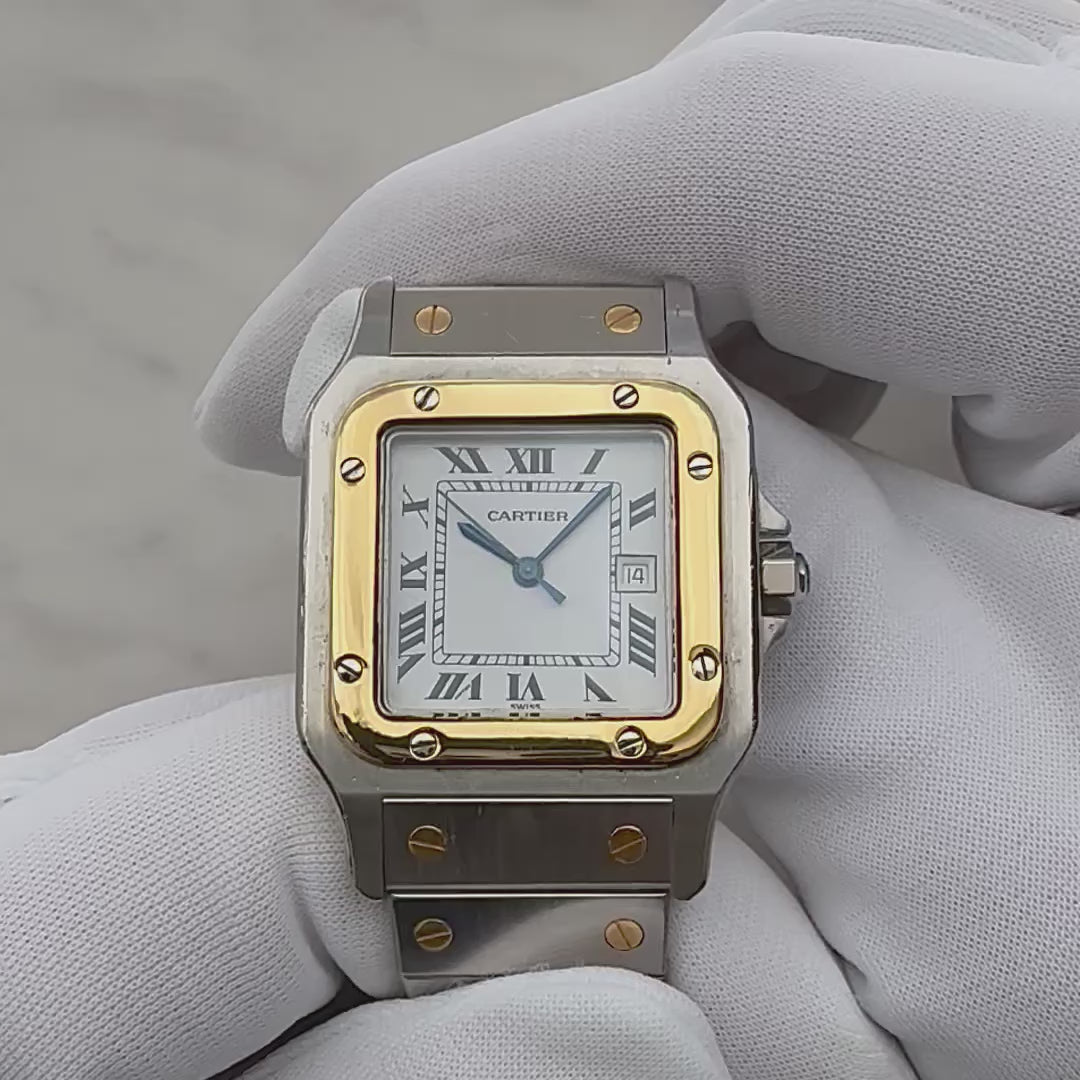 [Cartier] Cartier Santos Carree LM 18K Yellow Gold x Stainless Steel Double Buckle