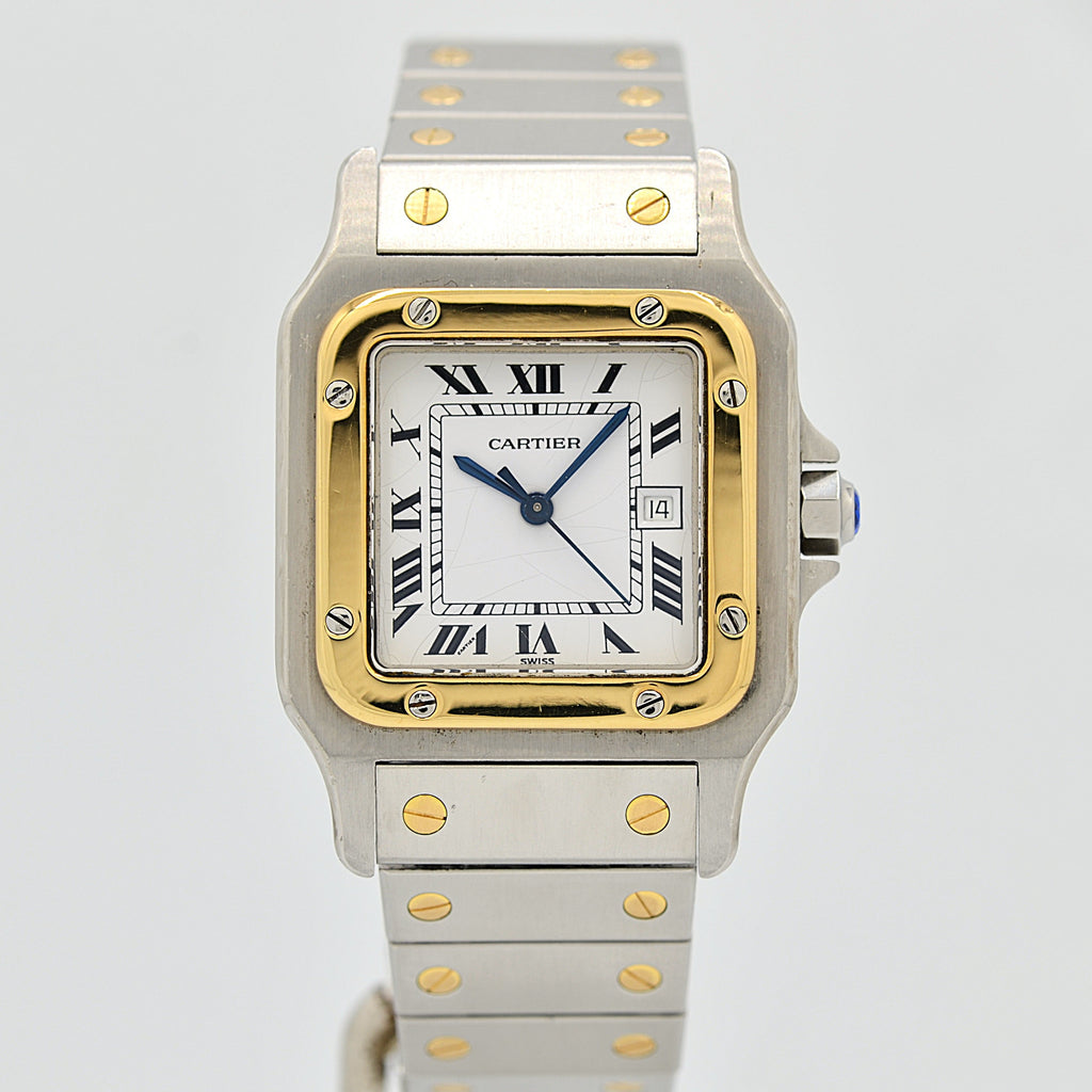Cartier】カルティエ サントスカレLM 18KYG×SS 両開きバックル
