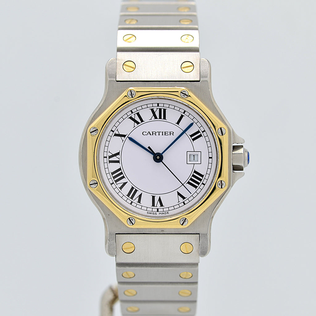 Cartier】カルティエ サントスオクタゴンLM 18KYG×SS SWISS MADE 表記