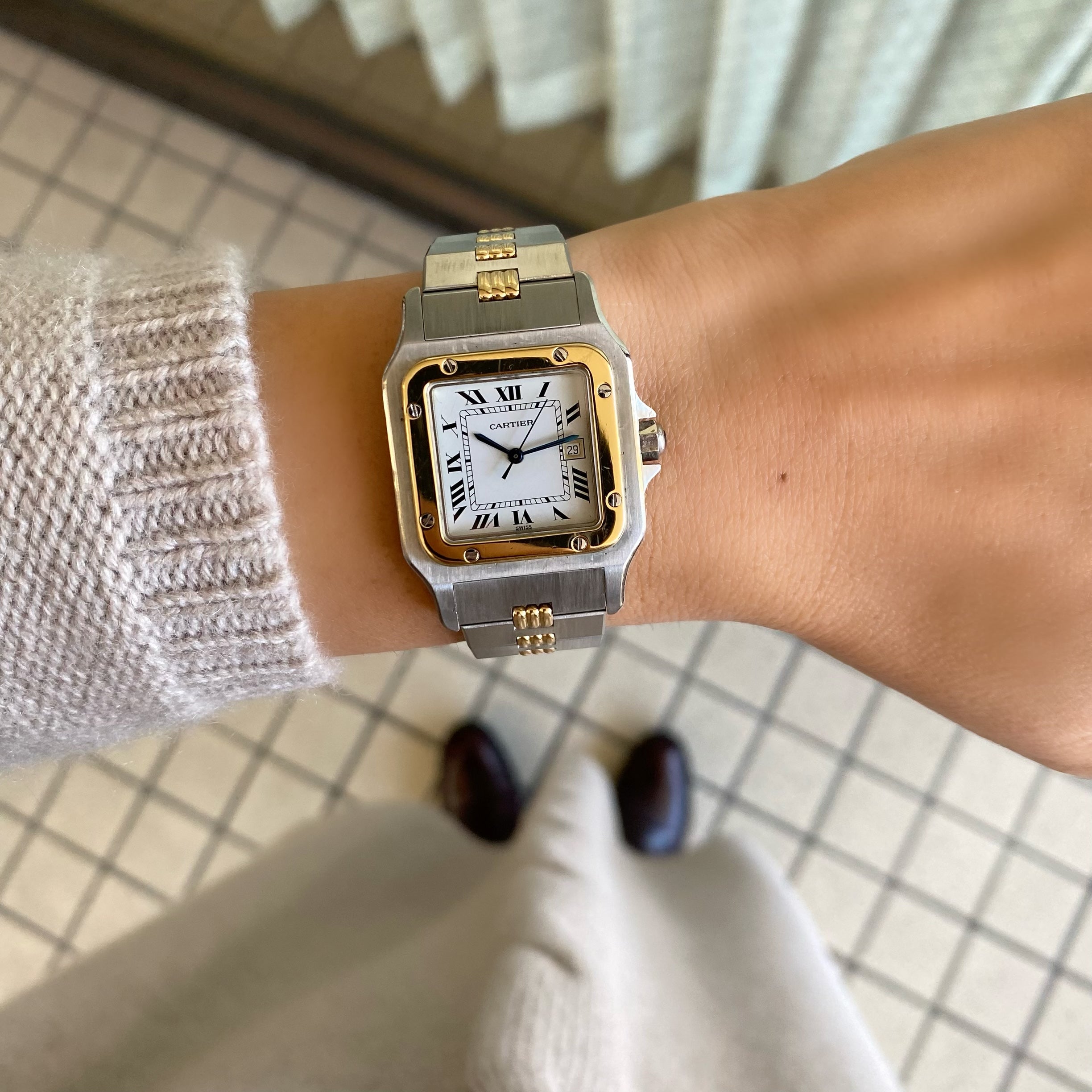 [CARTIER] Santo Sugarbe LM combination Automatic winding Godron bracelet