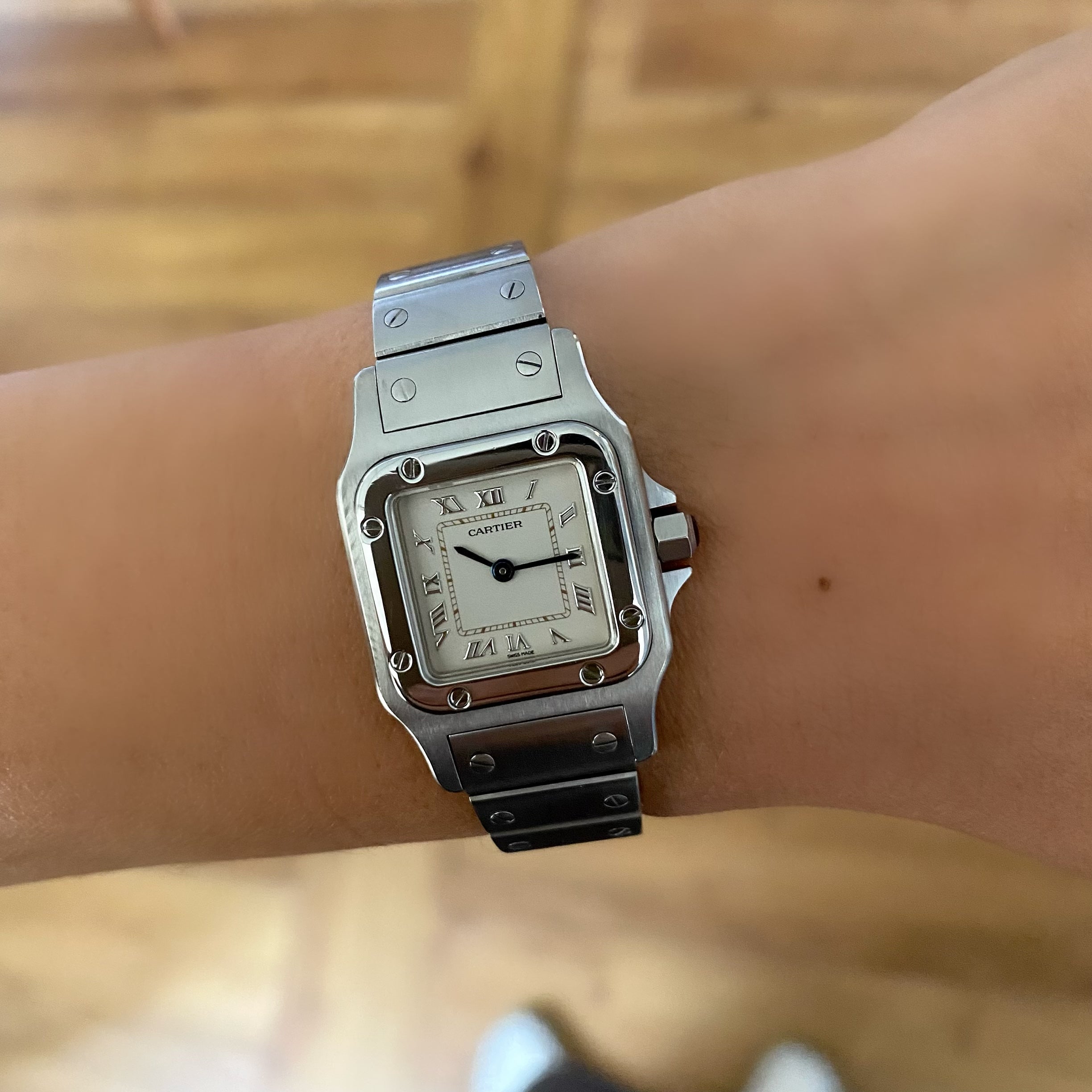 [Cartier] Santo Sugarbe SM Stainless steel QZ Uplit Roman