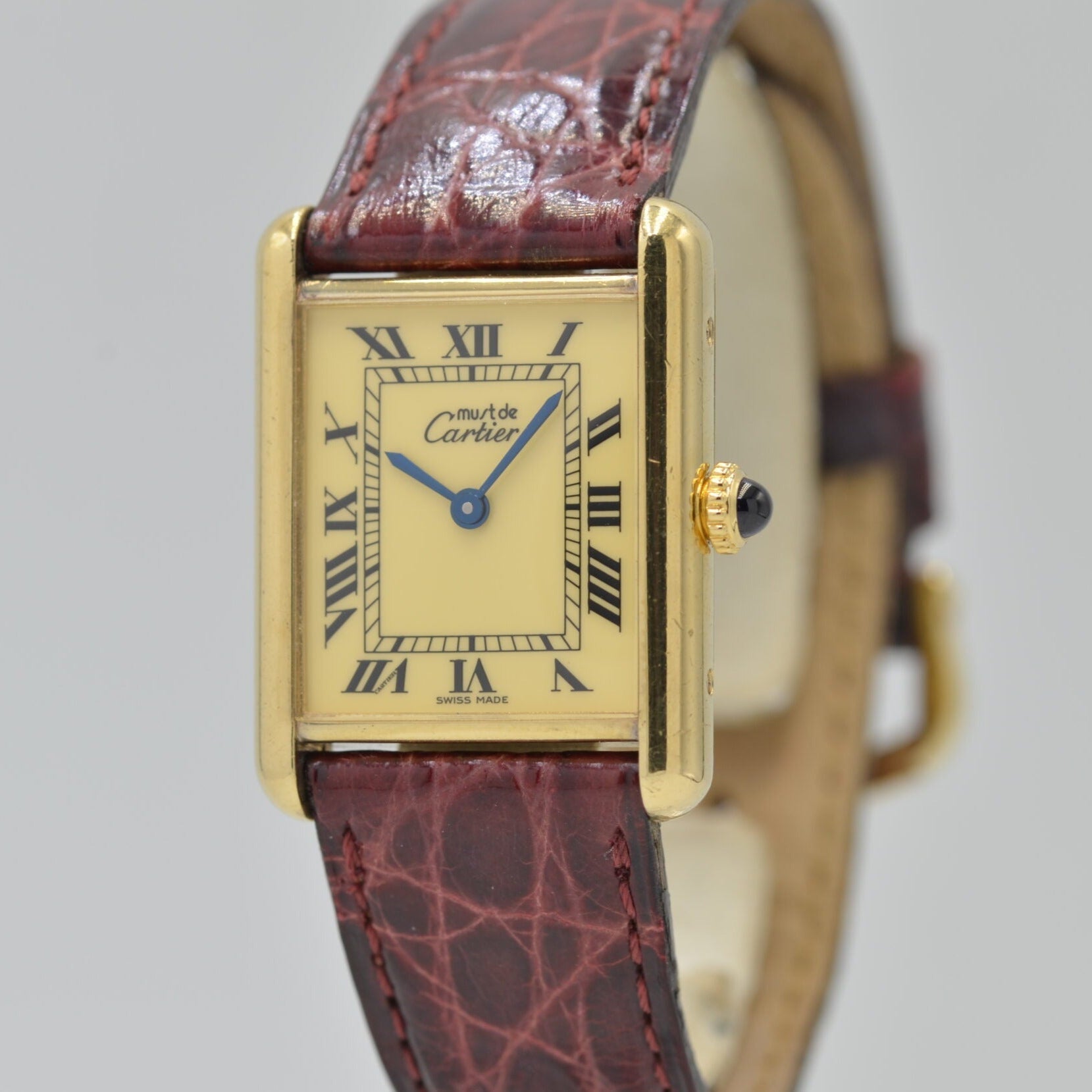 [CARTIER] Mast tank LM hand -wound ivory Rome with permanent warranty