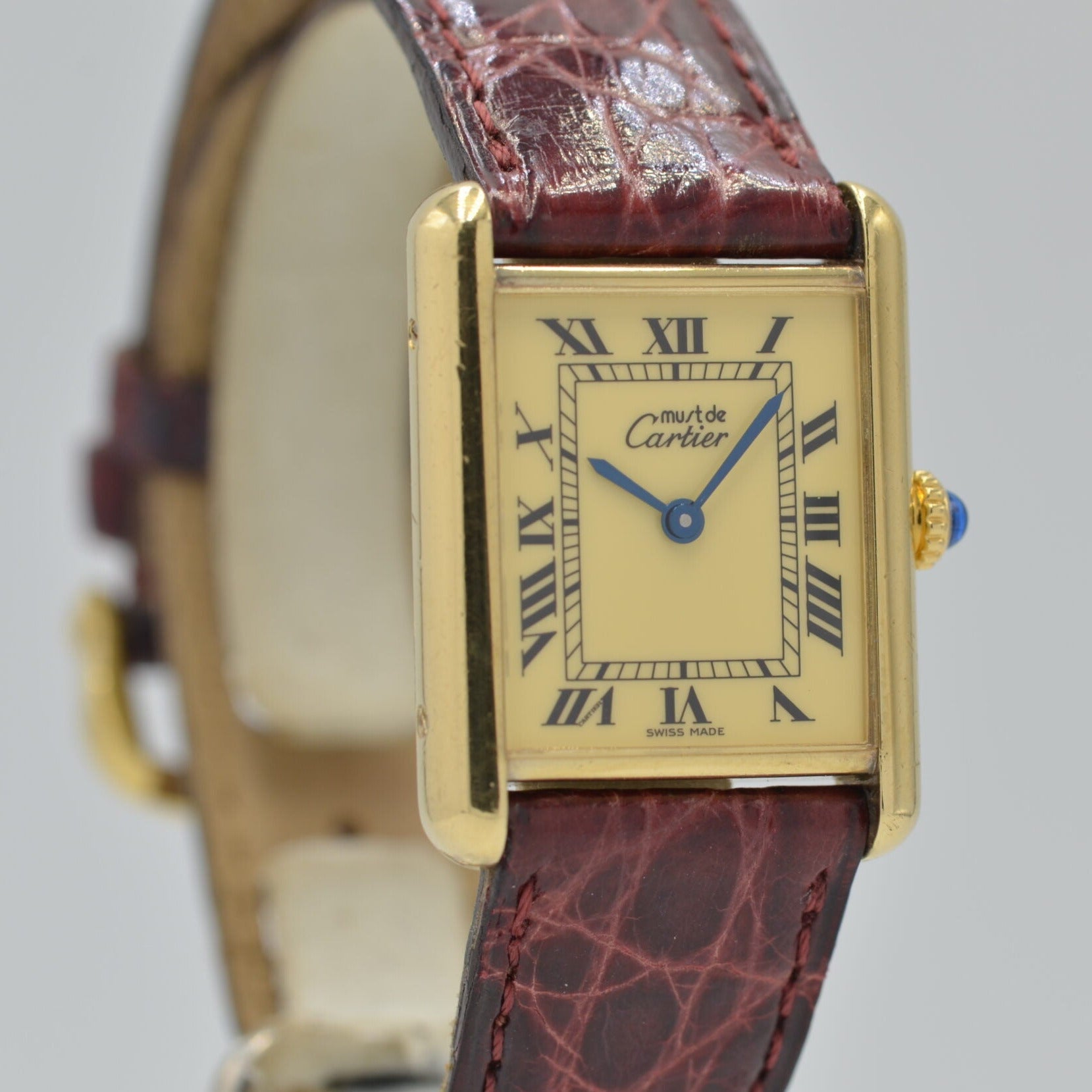 [CARTIER] Mast tank LM hand -wound ivory Rome with permanent warranty