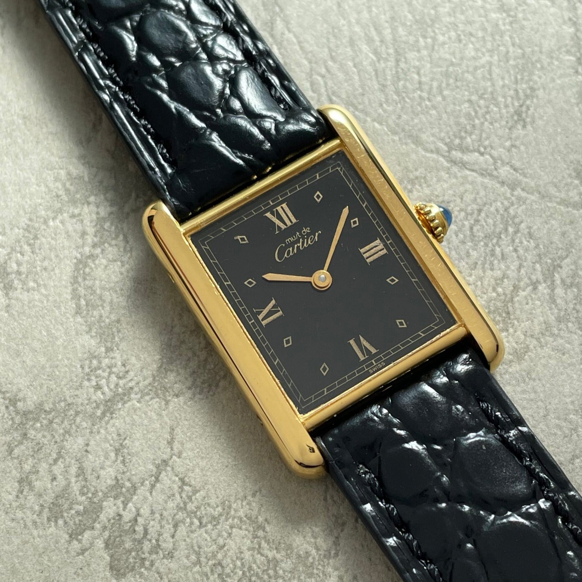 【Cartier】カルティエ<BR>マストタンク LMブラック４点ローマ