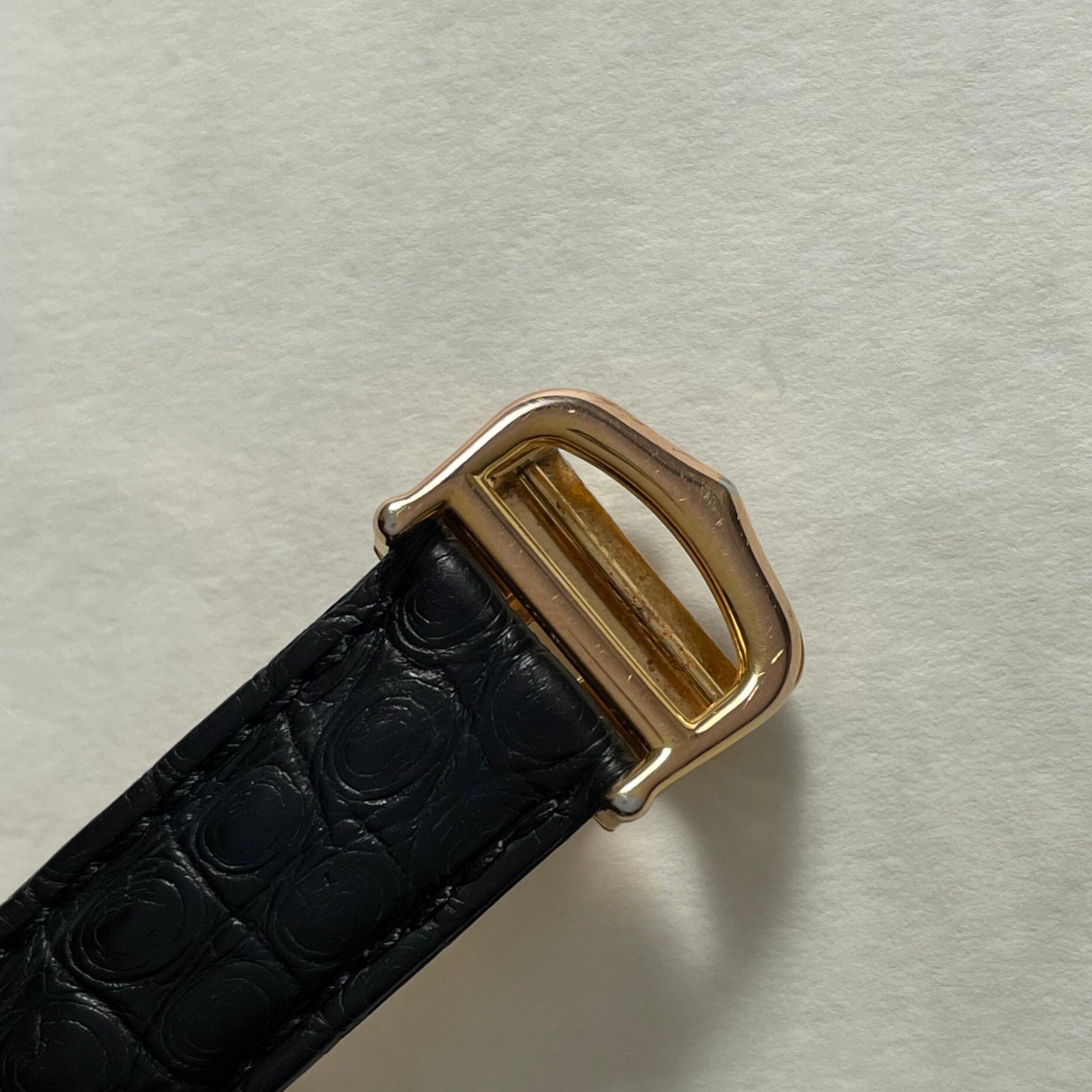 【Cartier】カルティエ<BR>マストタンク LMブラック４点ローマQZ純正Dバックル付き