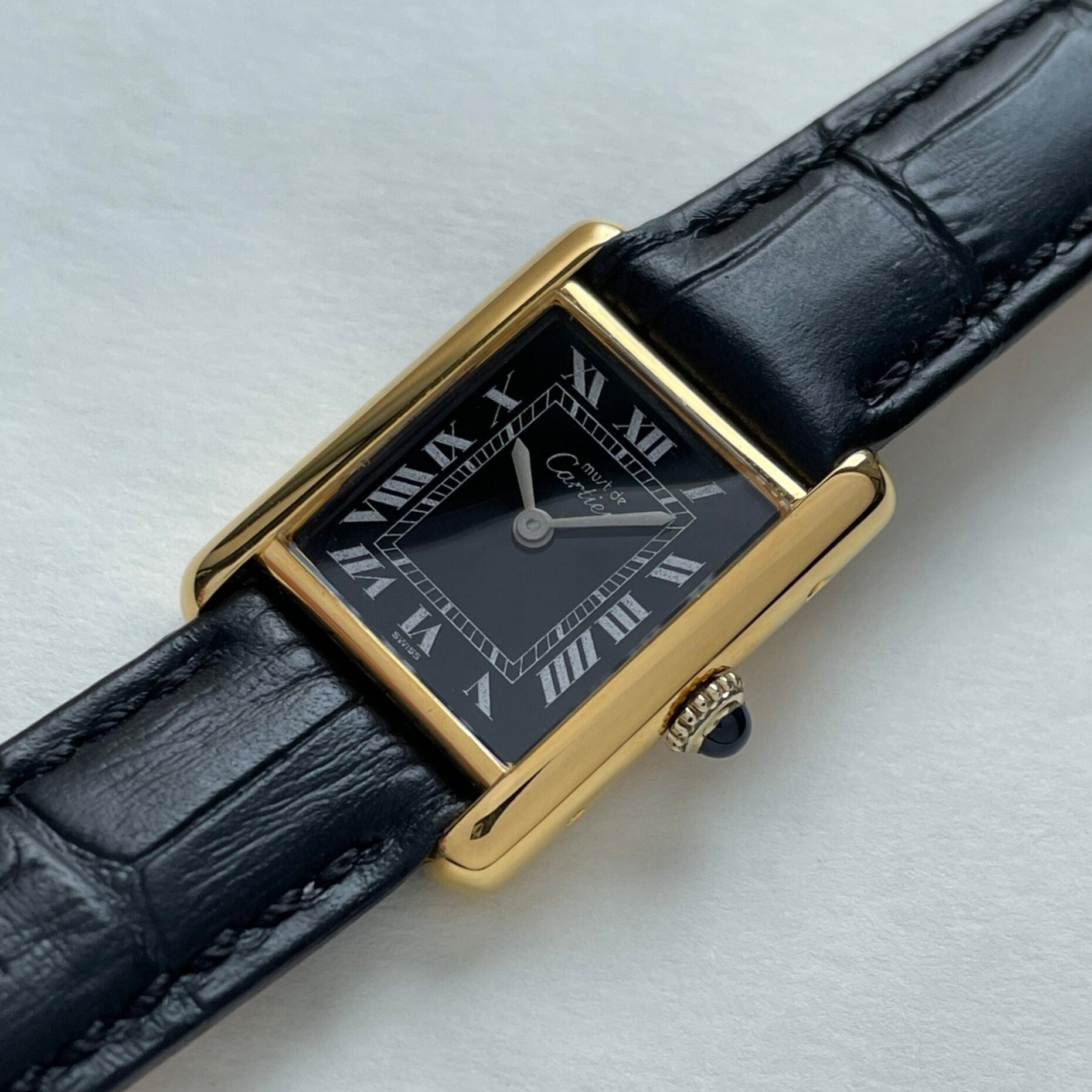 【Cartier】カルティエ<BR>マストタンク SMブラックローマ手巻き