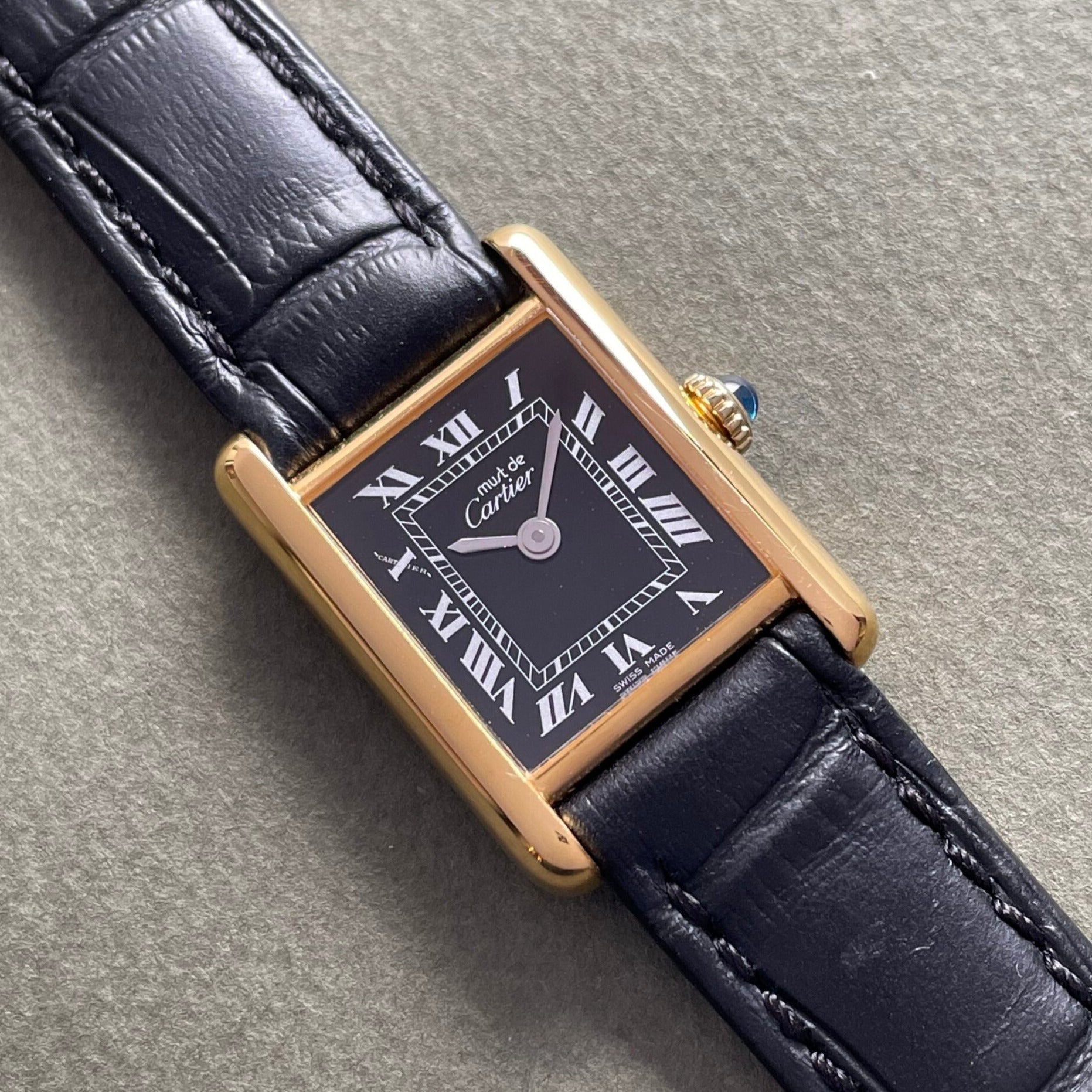 [Cartier] Mast Tank SM Black Roma Hand -wound with Permanent Guarantee