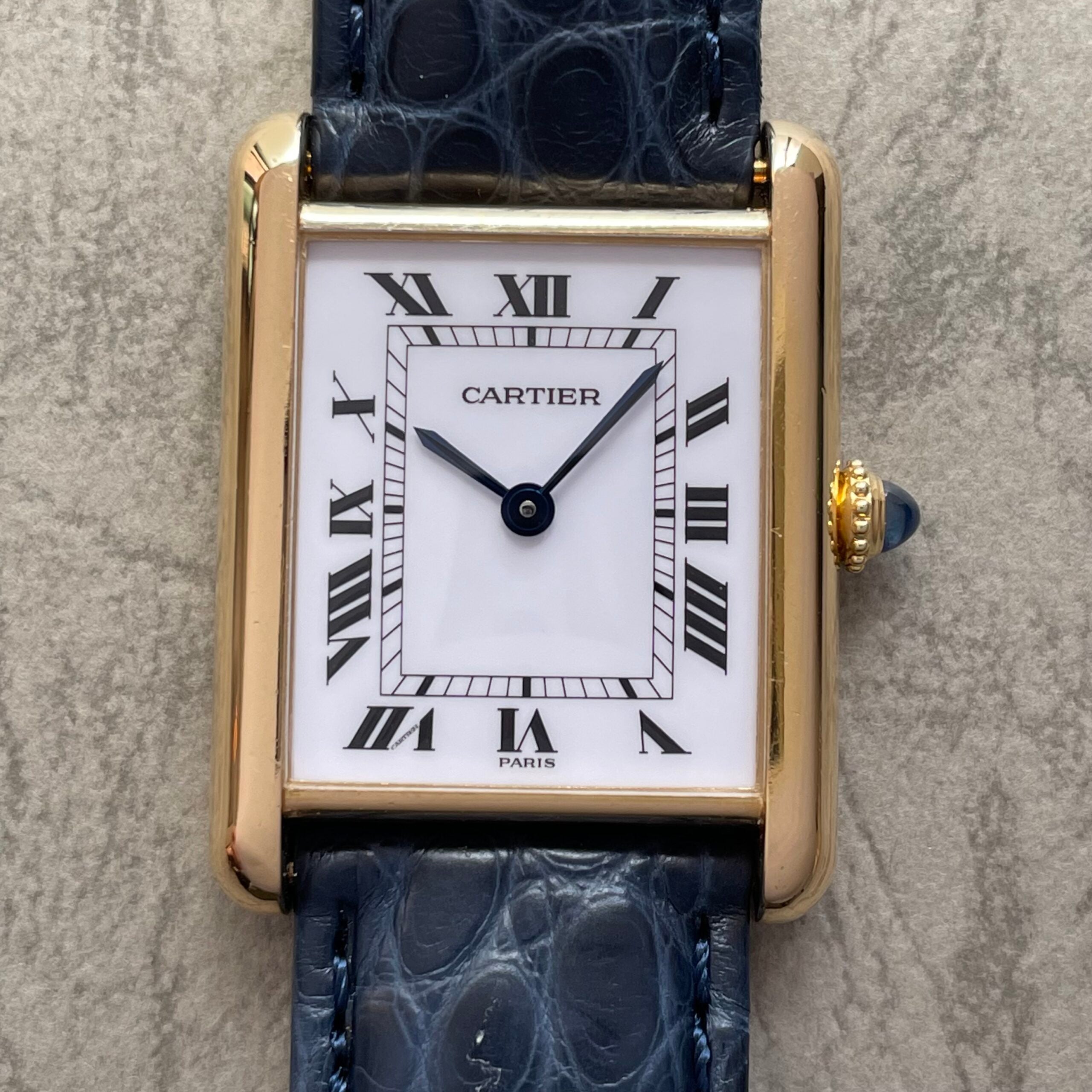 【Cartier】カルティエ<BR>タンクルイカルティエ LM18KYG PARIS表記 純正18金Dバックル付き