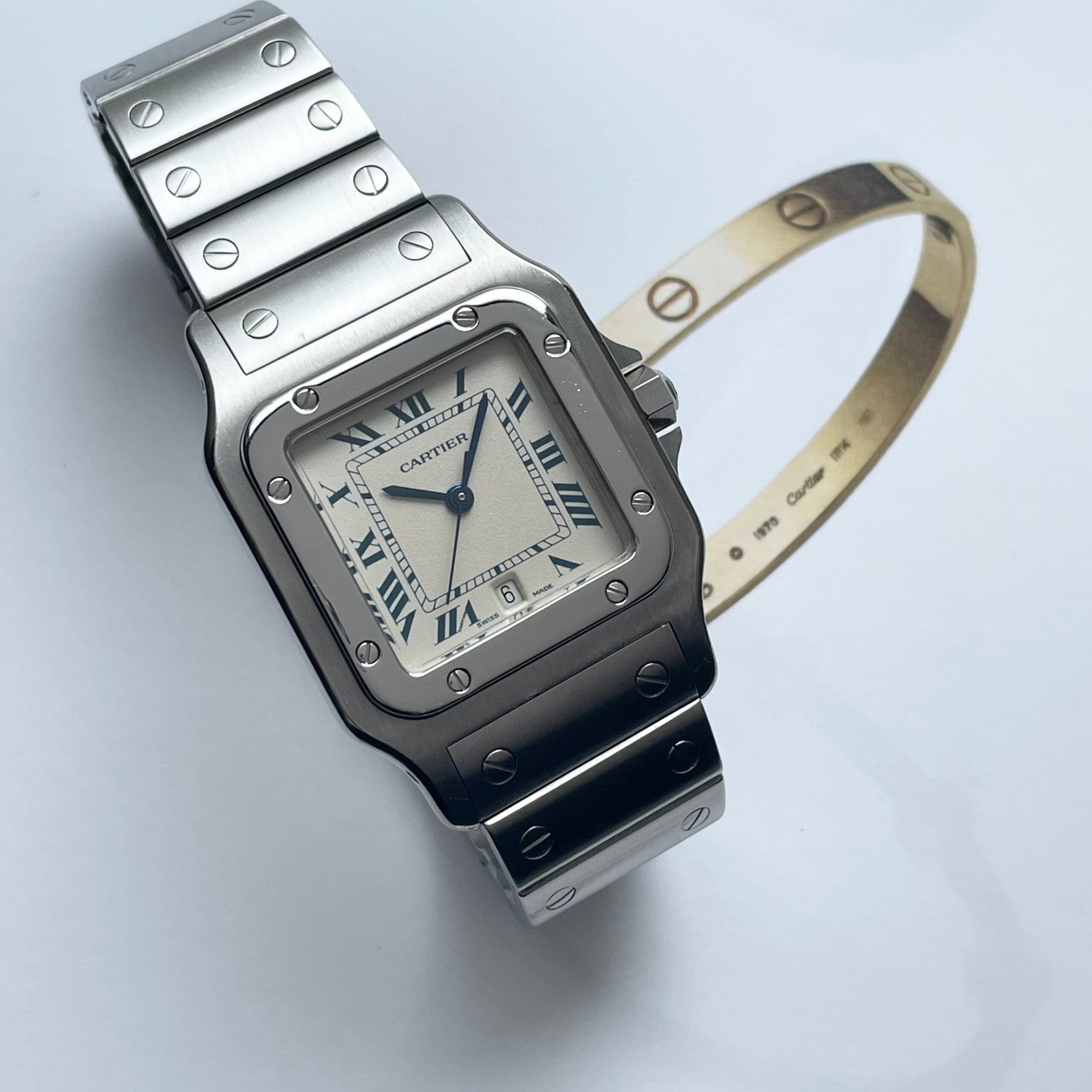 [Cartier] Santo Sugarbe LM Stainless steel QZ Blue Roma [Published number CS-2]